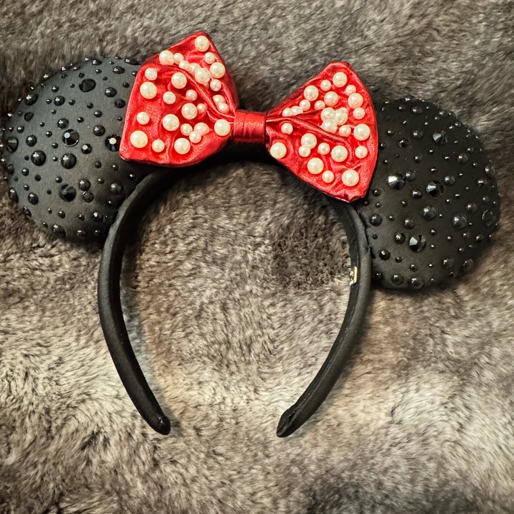 Disney+BaubleBar Black and Red Polka Dot Ears Headband New